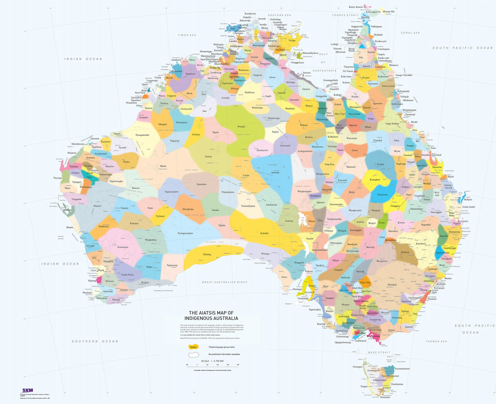 Map of Indigenous Australia 1700-1770 approx
